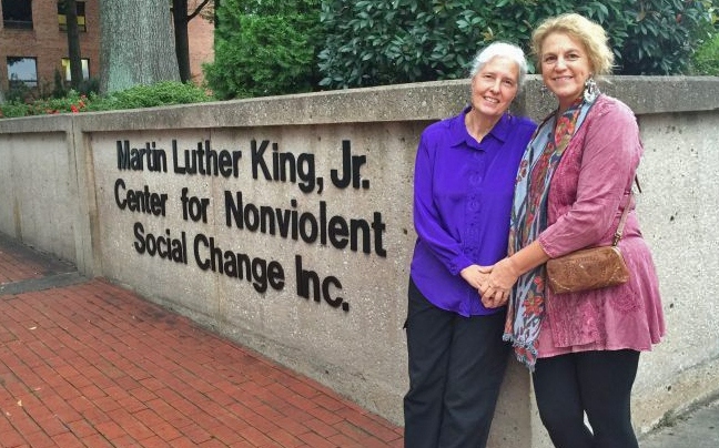 Lisa & Kira Next To Martin Luther King Sign